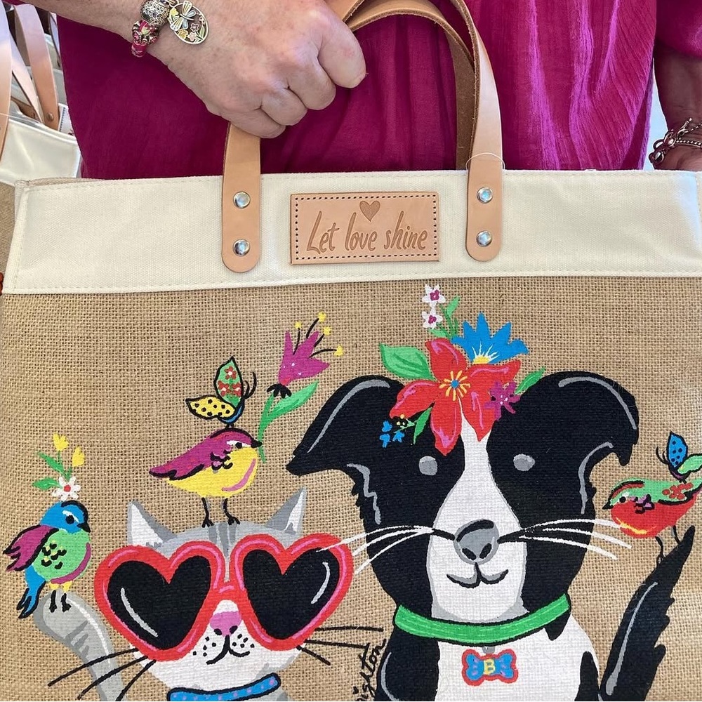 Brighton Best Pals Burlap Tote Bag—Rare sold out style 🐶 🐱 ❤️